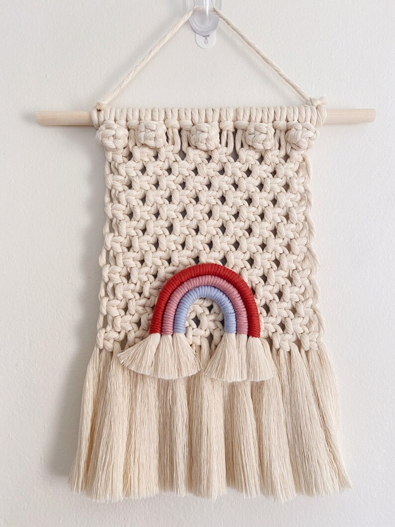 Macrame Rainbow Wall Hanging Nursery Decor Fiber Art Etsy