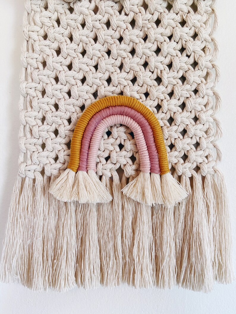 Macrame Rainbow Wall Hanging Nursery Decor Fiber Art Etsy