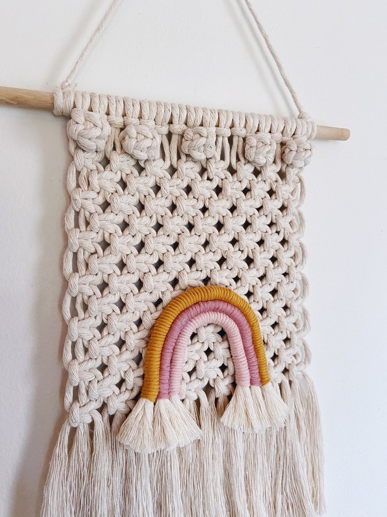 Macrame Rainbow Wall Hanging Nursery Decor Fiber Art Etsy