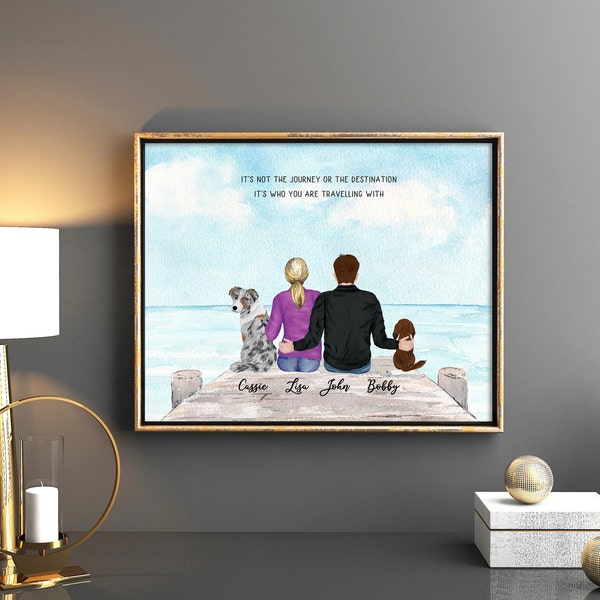 Cadeau d'anniversaire de mariage personnalisé • Cadeau d'anniversaire d'un an pour le mari • Portrait personnalisé avec animaux de compagnie • Citation d'art mural • Impression d'affiche