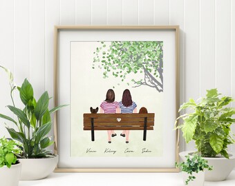 Lesbisches Hochzeitsgeschenk, LGBT, individuelles Portrait, personalisierter Druck, Portrait für Paare, Wandkunst, Jubiläumsgeschenk, Hochzeitsgeschenk, Weihnachtsgeschenk