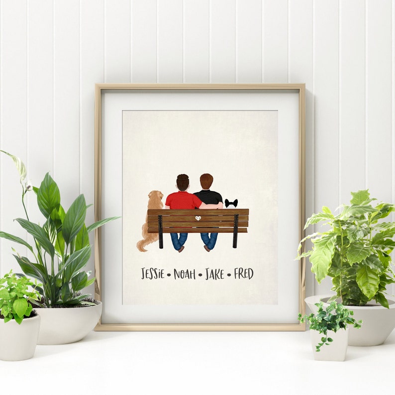 Gay Wedding Gift,LGBT,Custom Portrait, Personalized Print, Portrait for Couple, Wall Art,Anniversary Gift,Wedding,Prints,Christmas Gift,Xmas image 1