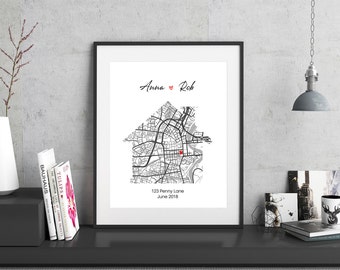 Personalised Housewarming Gift • New Home Print • Map Print • First Home Gift for Couple • Our First Home • New Home Gift • First Home Gift