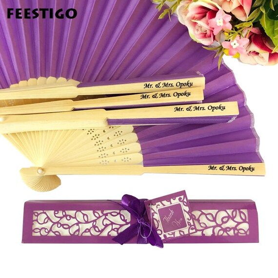personalized silk fans wedding favors