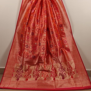 Banarasi Buti Pure Silk Saree Traditional Saree Saree for Wedding Silk Sari Meenakari Saree Red Buta Saree Handloom Saree Kadhhua saree