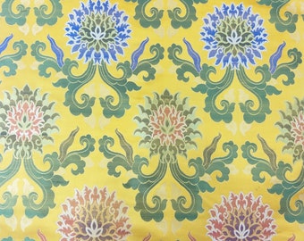 Floral Banarasi Brocade Tibetan Brocade Handmade Brocade Handloom Brocade Indian Brocade Design Fabric Yellow Brocade Art Silk Brocade