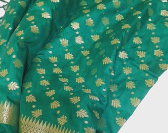 Dupatta verde Banarasi, dupatta de seda artística, dupatta de telar manual, dupatta hecha a mano, dupatta tejida, dupatta de boda para mujer, dupatta para regalo