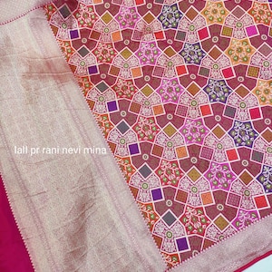 Sari de seda roja Tradicional Banarasi Saree Saree para boda Seda floral Sari Banarasi Handloom Saree Diseñador saree Multi color Silk Saree