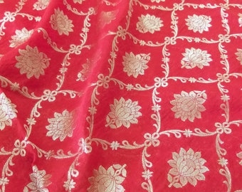 Rojo Dupatta boda Dupatta Banarasi seda Dupatta Zari trabajo Dupatta telar manual Dupatta hecho a mano Dupatta arte seda Dupatta diseñador Dupatta