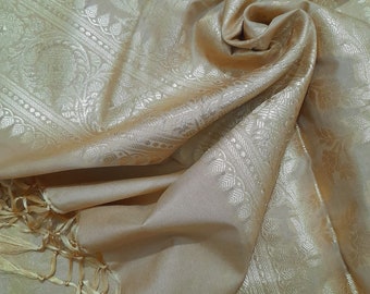 DarkBeige Dupatta Diseñador de bodas Dupatta Zari Trabajo Dupatta Banarasi Seda Dupatta Arte Floral Seda Dupatta Telar manual Dupatta Dupatta hecha a mano