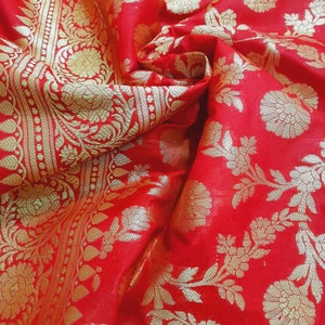 Scarves Scarf Red Banarasi Dupatta Silk Duptta Zari Work Banarsi Wedding Floral Designs Handloom Handmade Clothing Accessories 2.5 x 0.9 m