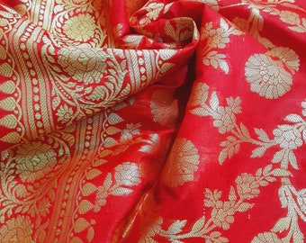 Bufandas Bufanda Rojo Banarasi Dupatta Seda Duptta Zari Trabajo Banarsi Boda Diseños florales Telar hecho a mano Accesorios de ropa 2,5 x 0,9 m