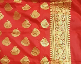 Boda Rojo Dupatta Arte Seda Duptta Banarasi Seda Dupatta Zari Trabajo Dupatta Hecho a mano Dupatta Floral Dupatta Handloom Dupata Diseñador dupatta