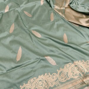Sea Green Banarasi Saree Pure Silk Sari Traditional Banarasi Saree Saree for Wedding Silk Buti Sari Kadhua Handloom Saree Designer saree