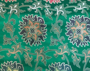 Green Brocade Tibetan Brocade Handmade Brocade Handloom Brocade Kadhuwa Brocade Design Fabric Floral Brocade Silk Brocade Multi Brocade