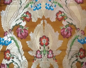 Banarasi Mustered Brocade Tibetan Brocade Handmade Brocade Handloom Brocade Indian Brocade Design Fabric  Floral Brocade Pure Silk Brocade