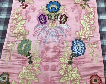 Pink Tibetan Brocade Zari Brocade Handmade Brocade Handloom Brocade Indian Brocade Design Fabric  Floral Brocade Art Silk Brocade