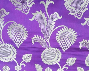 Purple tibetan Brocade Zari Brocade Handmade Brocade Handloom Brocade Green Brocade Design Fabric Dark Purple Brocade art Silk Brocade
