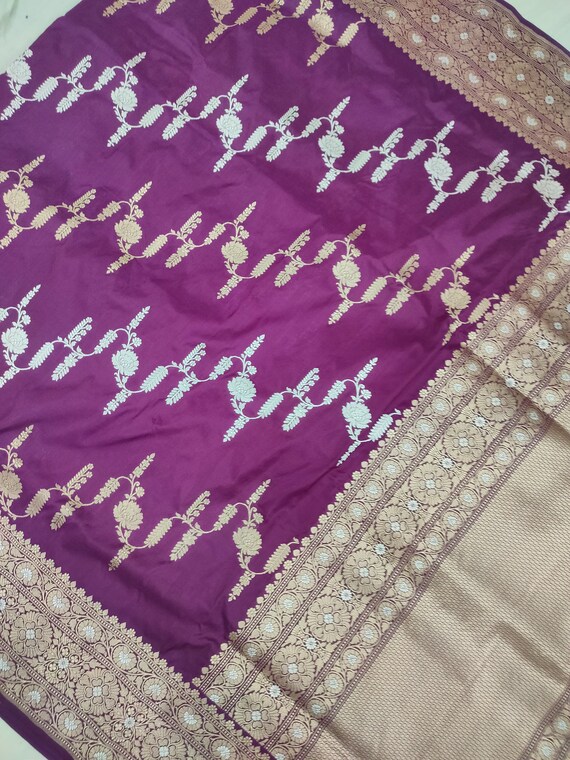 Banarasi wedding saree purple deals