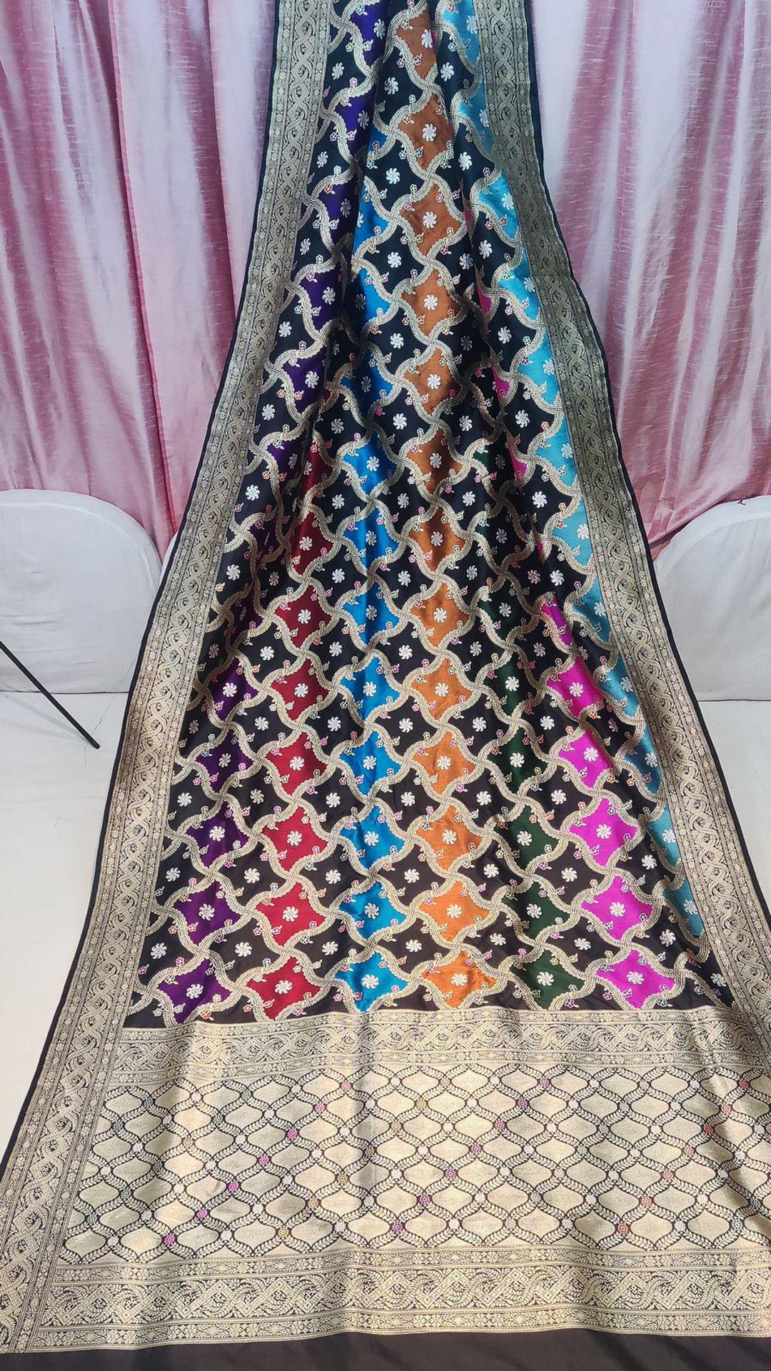 Solid Zari Satin Banarasi Saree
