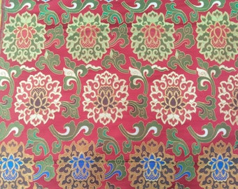 Banarasi Dark Red Brocade Tibetan Brocade Handmade Brocade Handloom Brocade Kadhuwa Brocade Design Fabric  Floral Brocade Art Silk Brocade