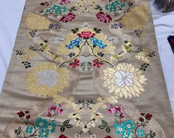 Beige Tibetan Brocade Zari Brocade Handmade Brocade Handloom Brocade Indian Brocade Design Fabric  Floral Brocade Art Silk Brocade