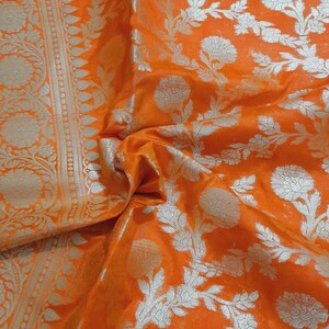 Wedding Dupatta Zari Work Orange Dupatta Art Silk Dupatta Banarasi Silk Dupatta Designer Dupatta Handloom Dupatta Handmade Dupatta