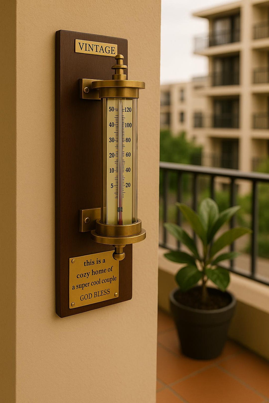 Vintage Brass & Wood Wall Thermometer: Indoor/outdoor Decor - Etsy