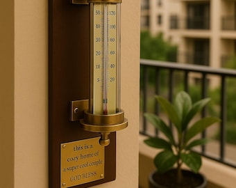 Vintage Brass & Wood Wall Thermometer: Indoor/Outdoor Decor