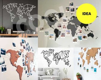 World map wall - World Map Cork Board SVG File - Vinyl File - DXF File - Digital File Silhouette Studio DE - Cricut Design Space - Make Cut