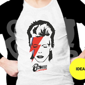 David Bowie maglietta - David Bowie maglietta fulmine - Faccia Bowie logo - Maglietta sublimazione - File digitale - Silhouette - Cricut
