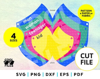 Pattern Face Mask - Vector eps, svg - Printable file - Digital - Do it yourself - DXF - Silhouette Studio - Cricut Design Space - Make Cut