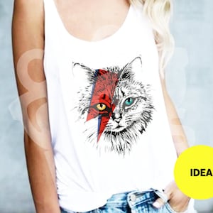 David Meowie fichier - T-shirt Bowie chat - David Bowie logo - Bowie éclair - Sublimation t-shirt - Vinyl DXF - Silhouette - Cricut Design