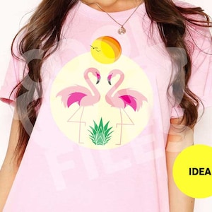Flamants roses - T-shirt flamant - Flamant sublimation t-shirt - Fichier numérique mode - Vinyl File DXF Digital - Silhouette -Cricut Design