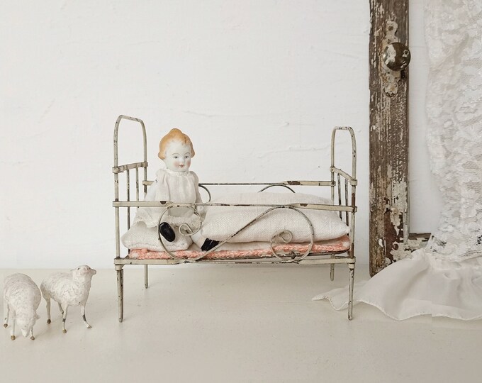 Antique French Metal Folding Doll Bed Travel Cot Cot White Etsy
