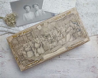 Antike französische Papierschachtel große Pralinenschachtel Frankreich Brocante shabby alt antik