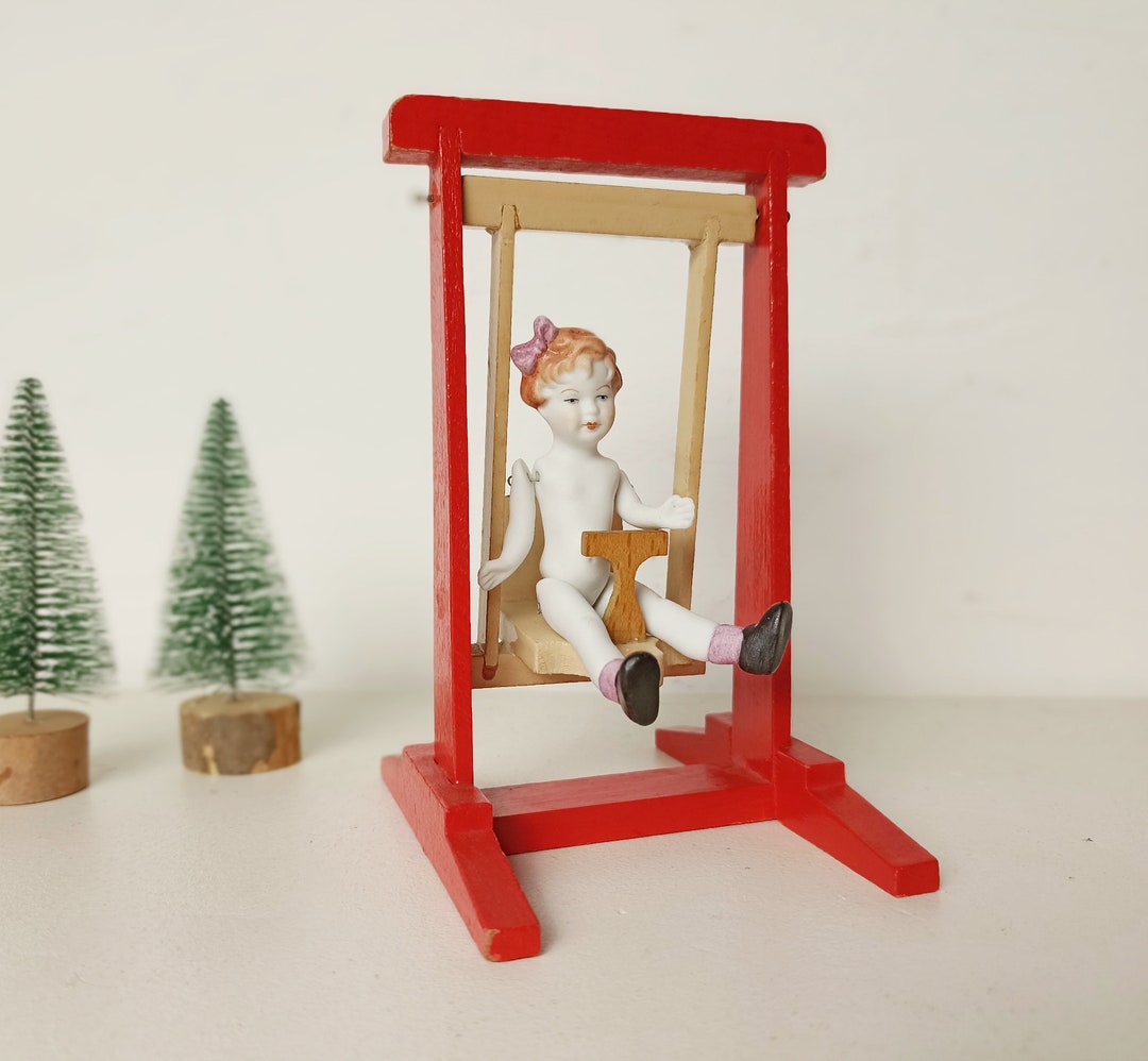Vintage Wooden Doll Swing Toy Dollhouse Accessories Swing Old Etsy