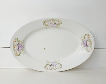 Large old serving plate meat plate made of porcelain around 1920 patina ceramic plate brocante shabby old antique