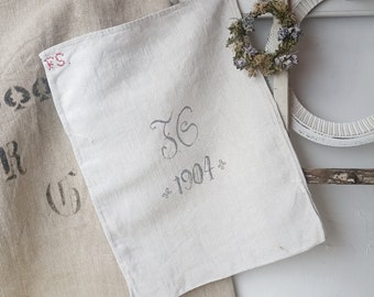 Antique feed bag made of light linen 60 x 46 cm, small linen bag, clothes bag, laundry bag, old, antique, shabby