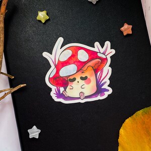 Sleepy Mushroom Guy Waterproof Vinyl Sticker