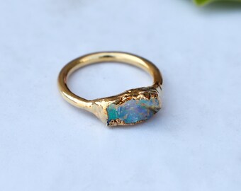 Raw Opal Handmade Unisex Sterling 925 Ring Rough Opal RingSize 8 12