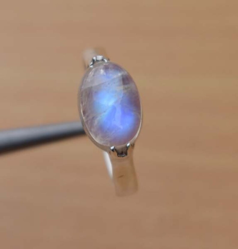 wedding solitaire moonstone ring handmade jewelry ring blue flash rainbow moonstone ring 925 sterling silver ring moonstone birthday gift