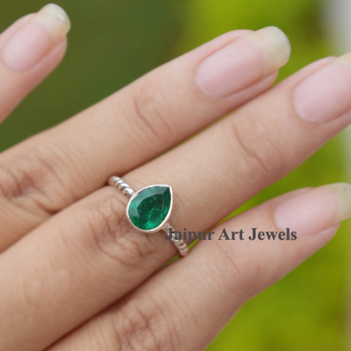 Emerald ring statement twist gemstone ring 925 sterling Etsy