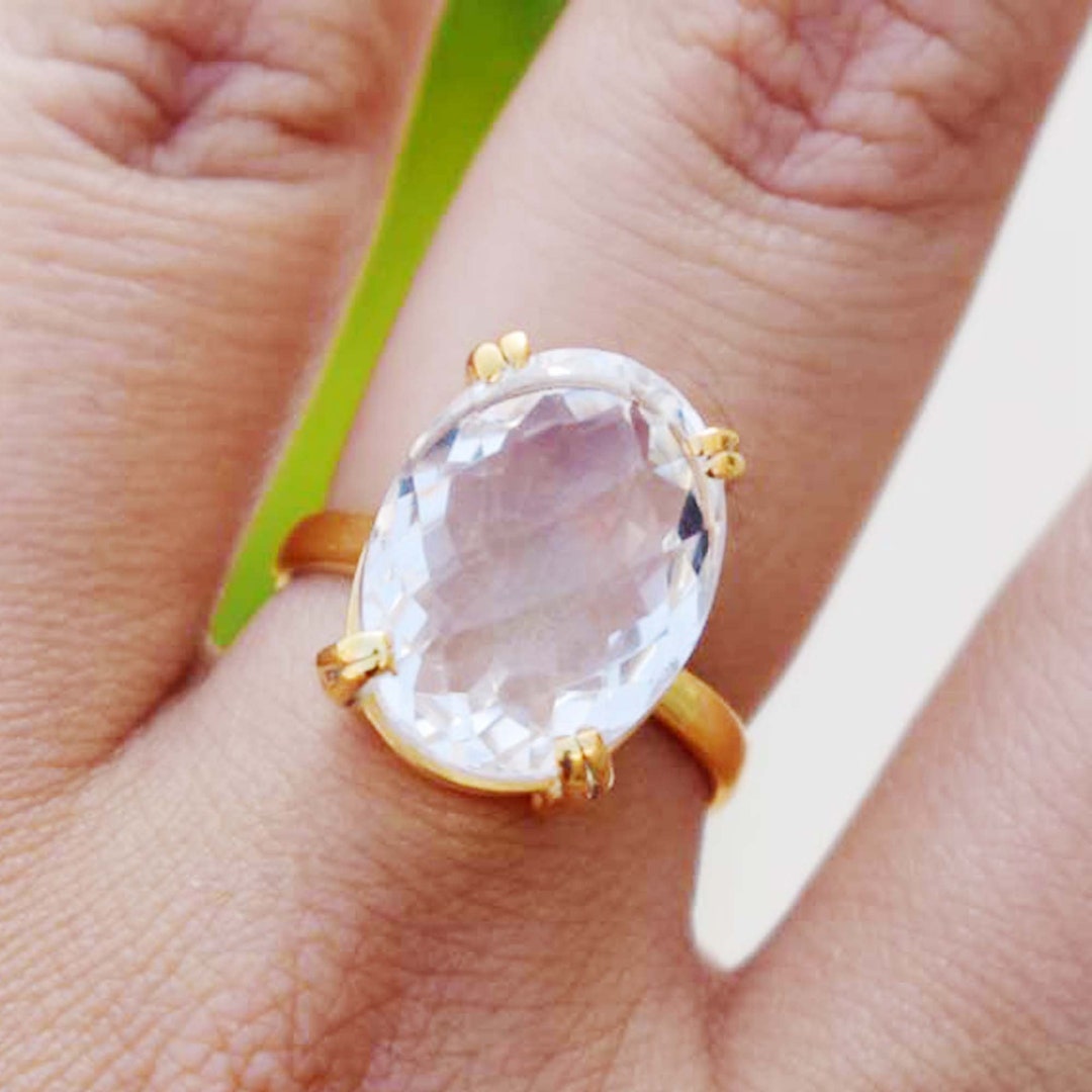 Crystal Silver Ring Statement Gemstone Ring Handmade Unique Etsy New
