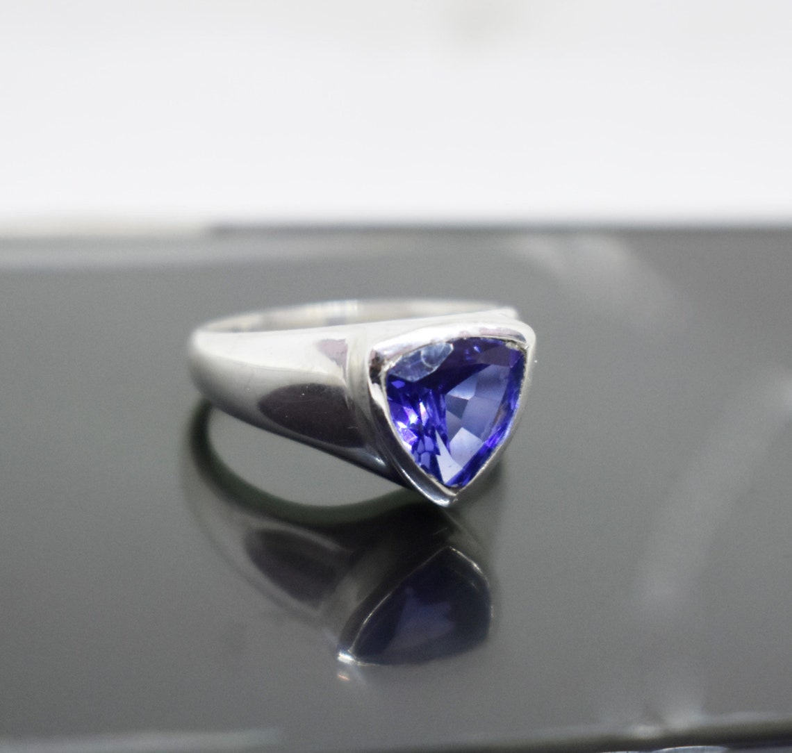 Men's Trillion Tanzanite Ring Tanzanite Gemstone Ring 925 Etsy