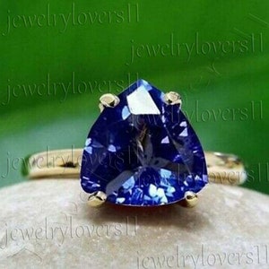 Natural Trillion Tanzanite Ring 925 Sterling Silver Ring For Women Wedding Gift For Her Elegant Love Ring Handmade Gemstone Tanzanite Rings