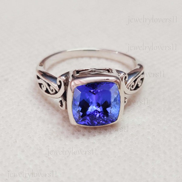 Tanzanite ring 925 sterling silver ring for women bohemian ring statement ring gift for her solitaire ring birthstone ring engagement ring