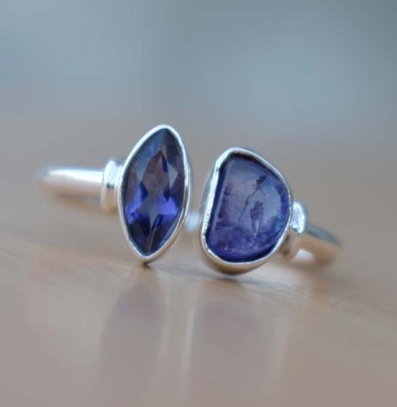 Statement Rough Violet Tanzanite Ring Iolite Ring Handmade | Etsy