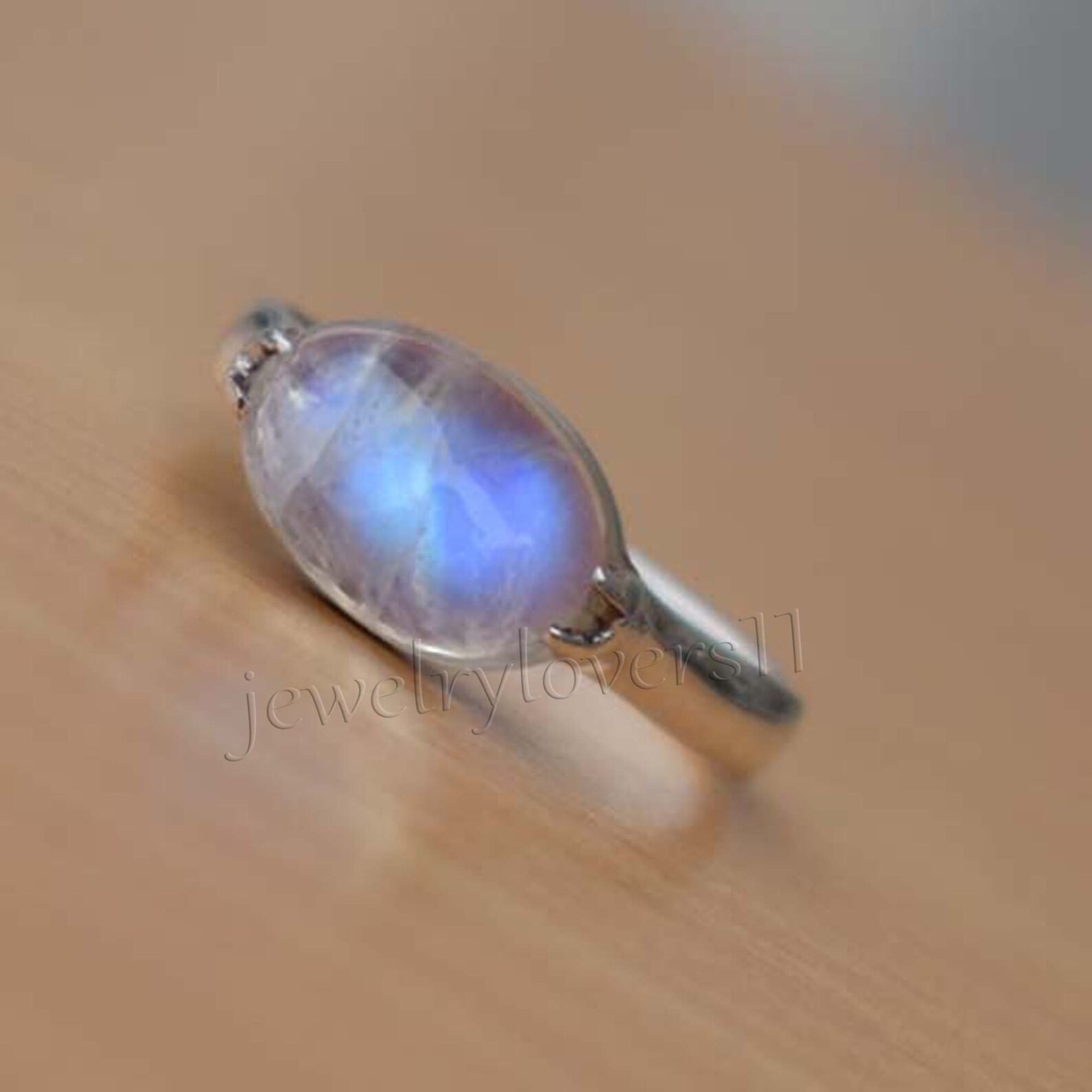 Natural Rainbow Moonstone Ring Blue Flash Moonstone Ring 925 Etsy