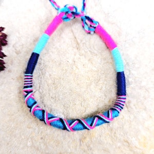 Brazilian bracelet in cotton to tie for children and adults blue and pink